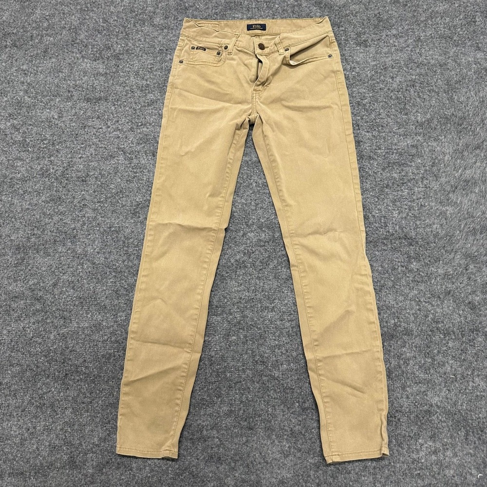 Polo Ralph Lauren Pants Womens Size 27 Tan Tompkins Skinny Stretch Casual Chino